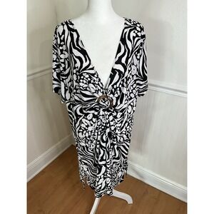 Beach Belle Zebra Splash Plus Size Ring Front Tunic Swimwear Cover Women Size 3X